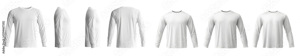 Poster minimalist mockups showcasing a collection of long sleeve shirts in various orientations and angles 