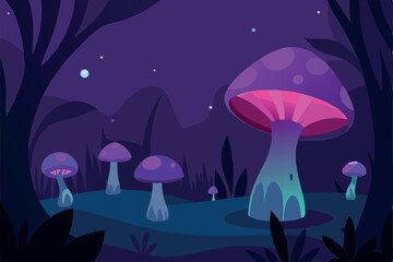 magical-glowing-mushrooms-in-a-dark-forest-