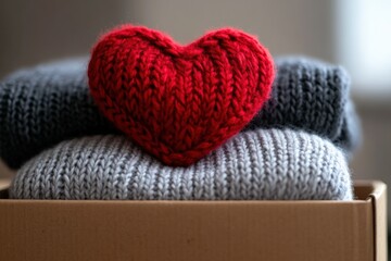 Knitted heart on clothes