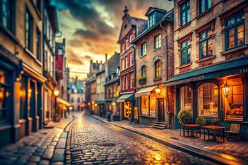 Obraz premium A Miniature Urban Alleyway Vintage Street Scene Tilted Perspective Retro Cityscape and Urban Exploration