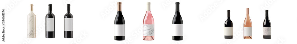 Aufkleber Minimalist wine bottle mockups designed for modern branding and marketing presentations to showcase various styles and colors