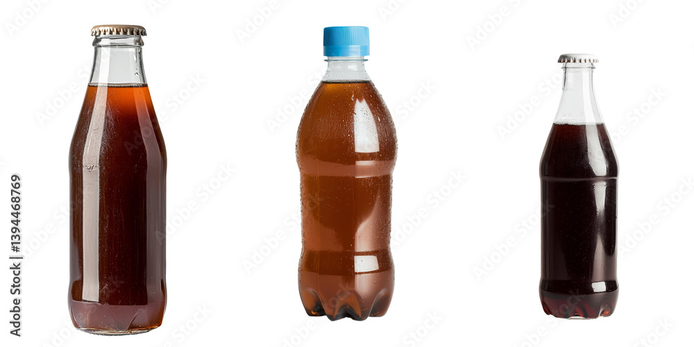 Aufkleber isolated minimalist mockups of three beverage bottles in various sizes and colors for product design