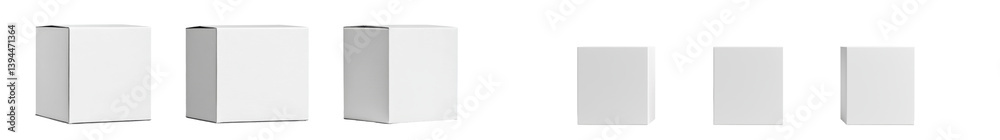 Poster Minimalist isolated mockups featuring blank boxes for packaging design and branding presentation in a clean setting