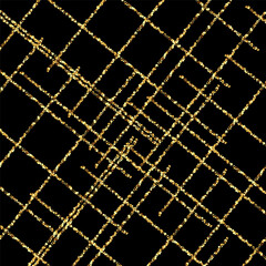 Gold dust in the form of lines on a black background, design element
