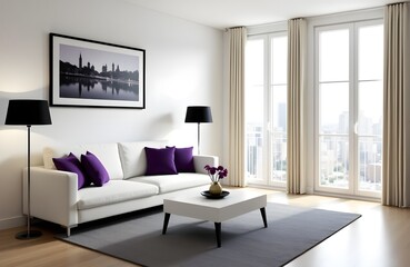 High-Detail Digital Painting of Cozy Organic Living Room with Warm Light