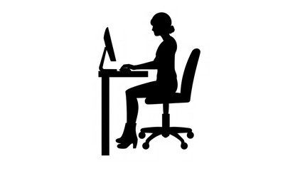 An icon of a person sitting at a desk using a computer.