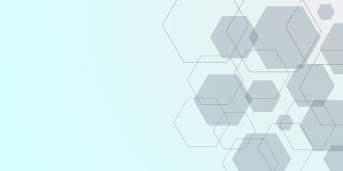 White and blue technology hexagonal abstract background. Vector abstract graphic design banner pattern background. Abstract polygonal background. Healthcare and technology concept with flat icons.