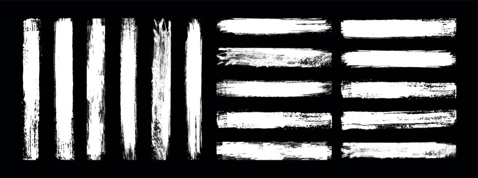 Set of hand painted chalk brushes. Hand drawn grunge bold lines on chalkboard background can be used as art brushes. Vector grungy paint brush strokes collection. 