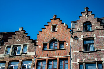 Typical brick houses in Belgium