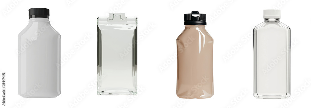 Aufkleber minimalist mockups showcase four unique bottle designs demonstrating versatility and modern aestheti
