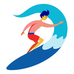 A surfer catching a giant wave