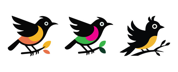 Bird on tree branch vector illustration