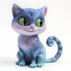 Fototapeta premium Blue cat with green eyes is sitting on a white background. The cat has a smile on its face and he is happy