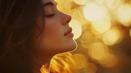Fototapeta premium Soft focus glowing bokeh on a warm amber backdrop, Delicate light circles creating a dreamy ambiance, Ethereal minimalist style