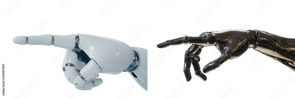 Poster Hands of contrasting robots engaged in a silent conversation about technology and innovation
