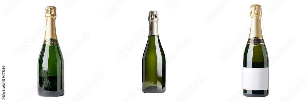 Aufkleber Minimalist mockups of champagne bottles arranged in a row with varying designs