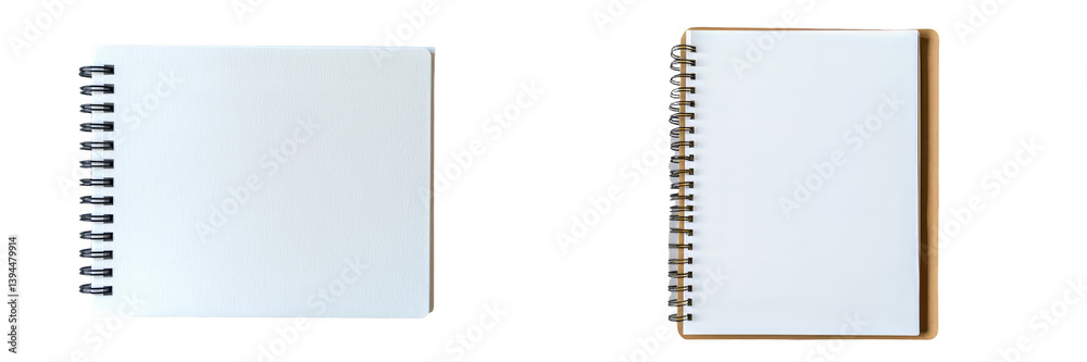 Poster minimalist mockups of blank notebooks arranged in a simple layout for creative design projects