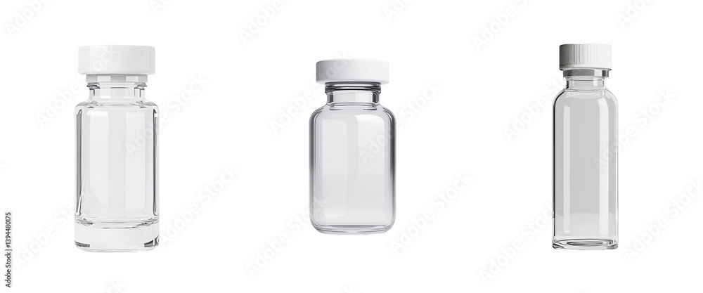 Leinwandbilder minimalist mockups featuring clear glass bottles with white caps displayed in an isolated setting fo