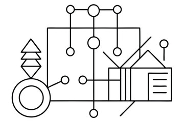 Fototapeta premium Minimalist Network Diagram – Abstract Visualization of Connected Nodes and Data Relationships in Modern Digital Communication and Social Systems.