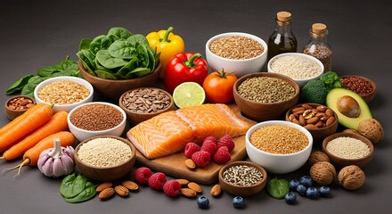 a variety of healthy foods on the table