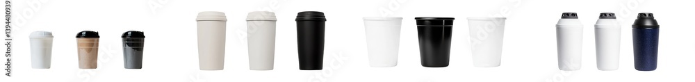 Leinwandbilder minimalist mockups showcasing a variety of isolated beverage containers in different colors and styl