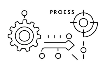 depicting a brain and a gear  Data Analytics Concept – Line Art Illustration of Machine Learning, Human Brain with Gears, Business Intelligence, and Digital Transformation Elements.