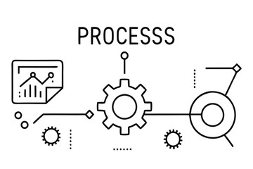 depicting a brain and a gear  Data Analytics Concept – Line Art Illustration of Machine Learning, Human Brain with Gears, Business Intelligence, and Digital Transformation Elements.