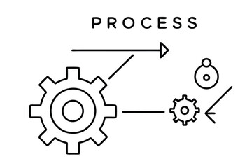depicting a brain and a gear  Data Analytics Concept – Line Art Illustration of Machine Learning, Human Brain with Gears, Business Intelligence, and Digital Transformation Elements.