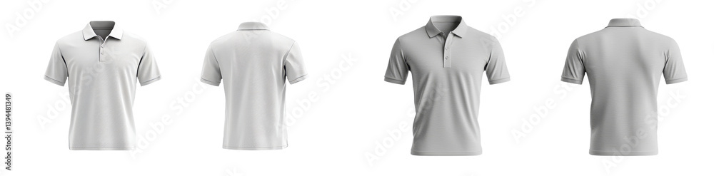 Aufkleber minimalist mockups of gray polo shirts from various angles showcasing simple design elements and cle