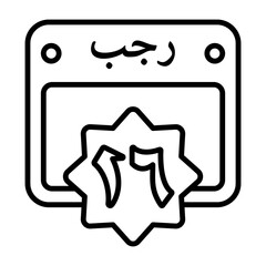 16 Rajab Outline Style Icon