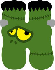 Frankenstein Monster Letter Vector Element Alphabet H