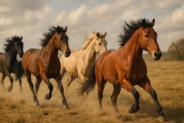 Obraz premium Majestic horses running freely.