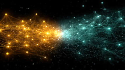 Fototapeta premium Digital battle between two AIs in cyberspace with real-time attack and defense strategies depicted