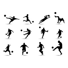 set of football players silhouettes