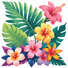 Pink frangipani flower vector illustration, floral art design