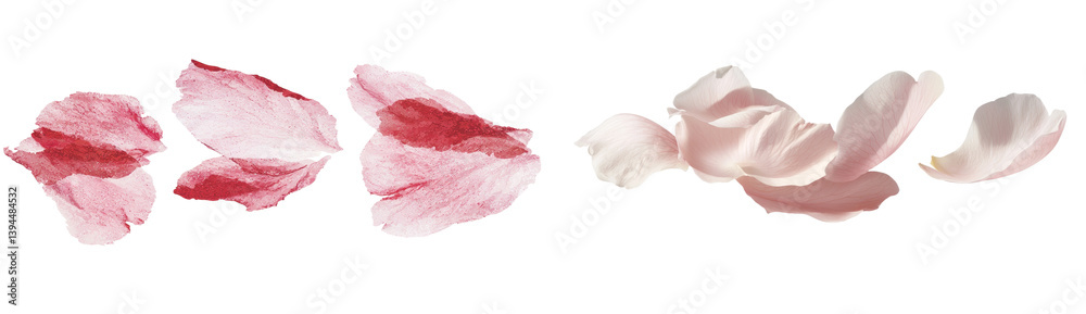 Poster minimalist mockups of floral petals arranged in an artistic layout on a clean background showcasing 