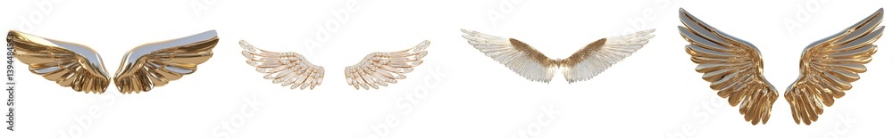 Poster Minimalist mockups of isolated angel wings in different sizes and styles for decorative and artistic purposes