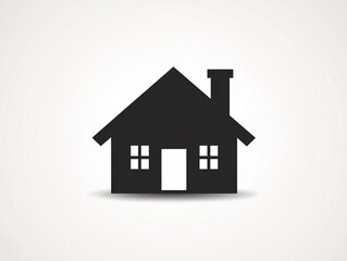 House icon logo symbol in bold black silhouette, minimalist and clean. Isolated white background 