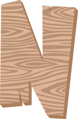 Wood Letter Vector Element Alphabet N
