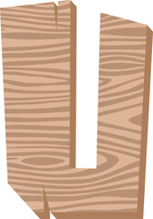 Wood Letter Vector Element Alphabet U