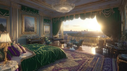 Luxurious bedroom with a view