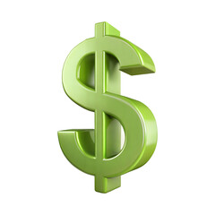 Obraz premium 3d dollar sign isolated on transparent background. Cartoon plastic style