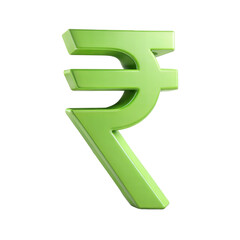 Indian rupee currency sign 3d rendering isolated on transparent background.