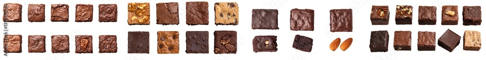 Poster Assorted chocolate brownie mockups displayed in a minimalist style on a white background