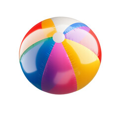Colorful beach ball isolated on white background, inflatable summer toy