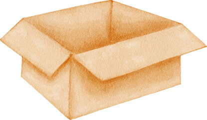 Open Carton Box – Watercolor Storage or Shipping Design Element