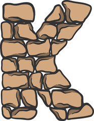 Brick Wall Letter Vector Element Alphabet K