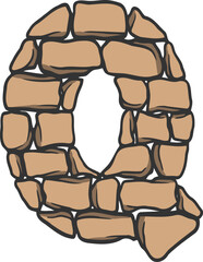 Brick Wall Letter Vector Element Alphabet Q