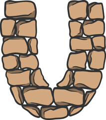 Brick Wall Letter Vector Element Alphabet U