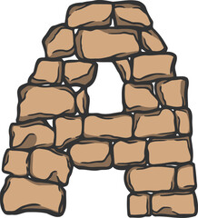 Brick Wall Letter Vector Element Alphabet A